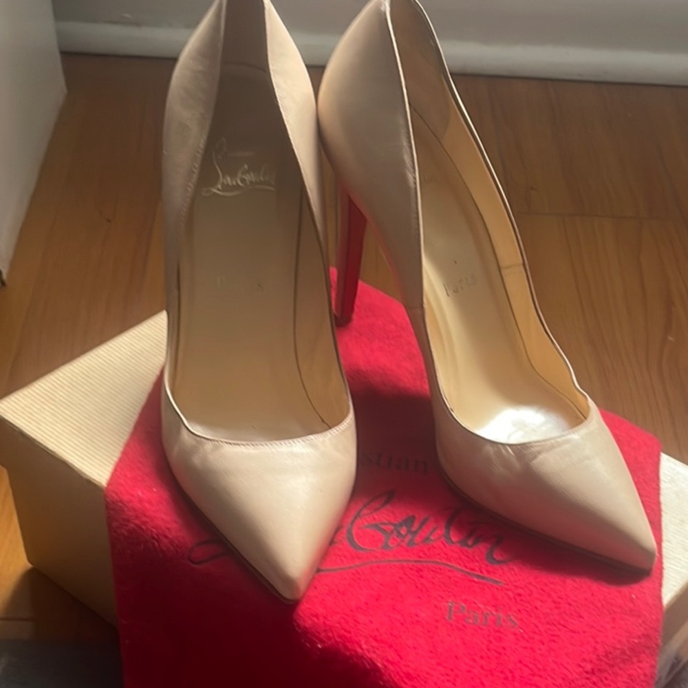 Christian Louboutin Beige Heels with Signature Red Soles
